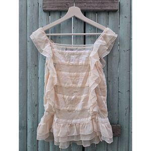 Romeo & Juliet Couture Ruffle Lace Tank Top Cream Ivory Romantic - Size M